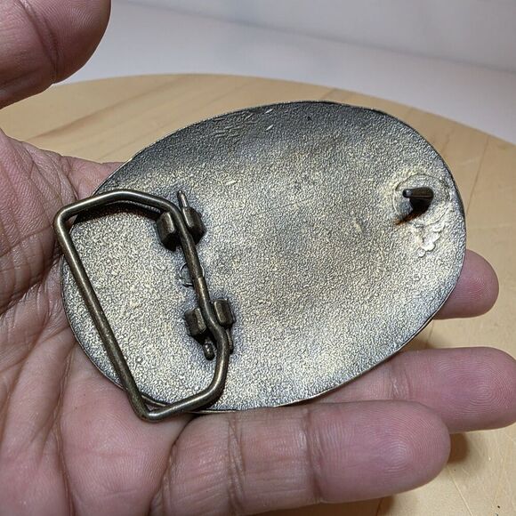 Vintage Brass Oval Shaped Floral Scroll Pattern Western Belt Buckle *Flawed* - Picture 6 of 10